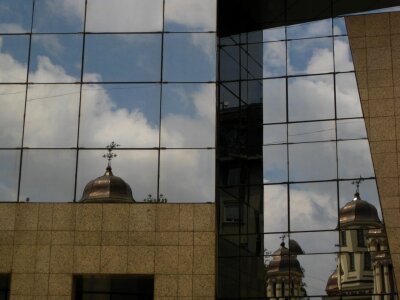 Church mirroring on office building