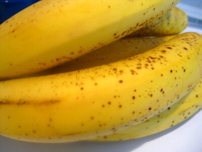 Ripe banana spots close up