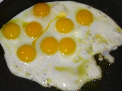 Eggs in frying pan photo