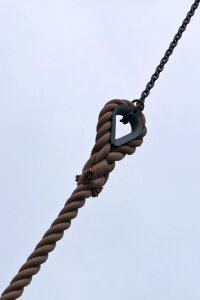 Manila rope and metal chain photo