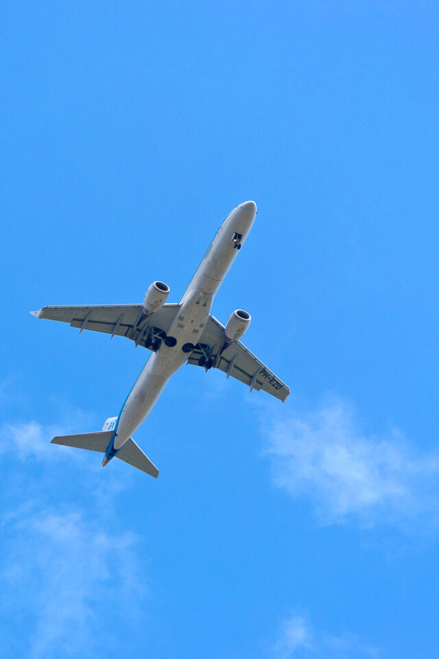 Embraer aircraft approaching airport