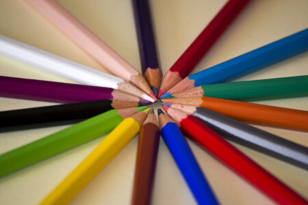 Circle of pencils in different shades photo