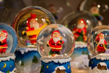 Santa claus glass snow balls photo