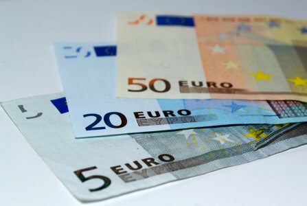 5 20 and 50 euro banknotes photo