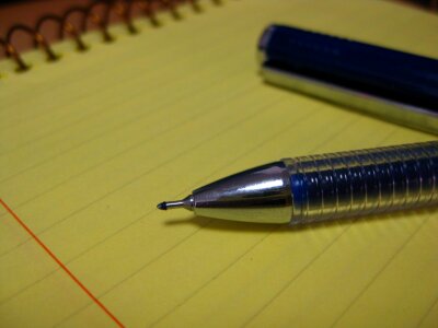 Blue ink ballpoint pen