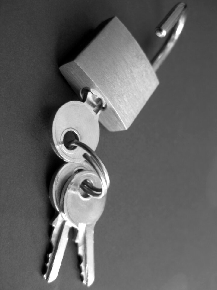 Black and white lock and keys