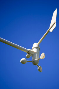 Cup anemometer measuring wind speed