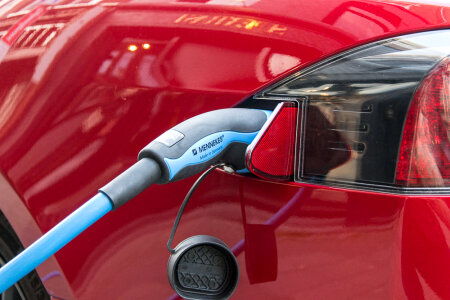 Tesla electric car charging photo