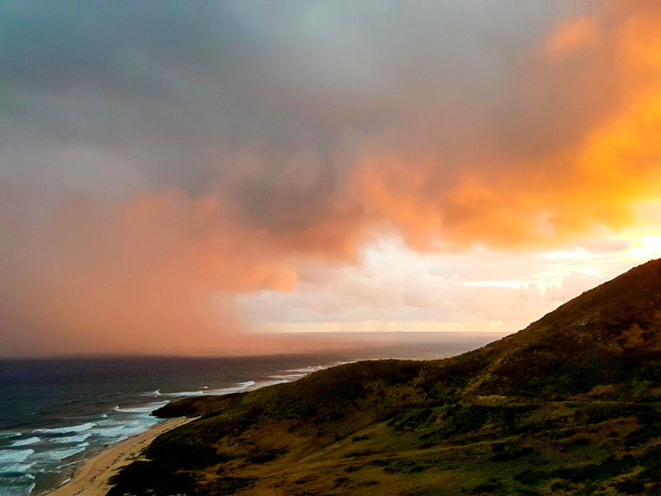 Sunset light painted clouds
