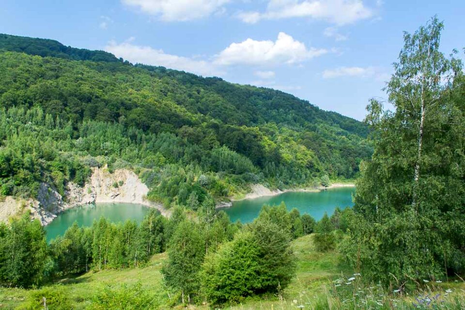 Lake with emerald like water