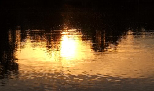 Sun setting on lake photo
