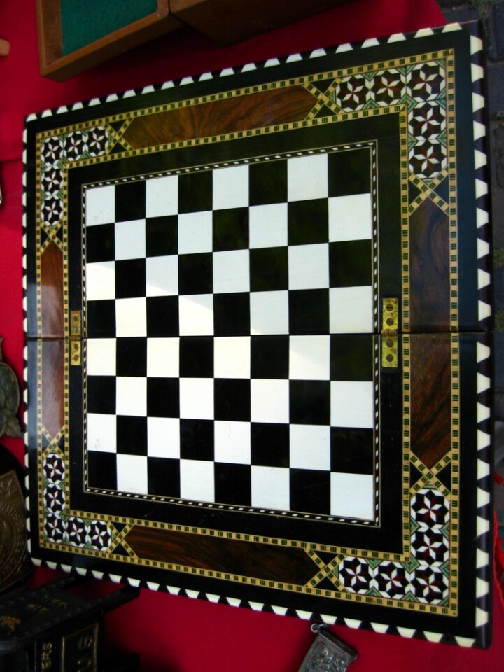 Folding wooden chess board