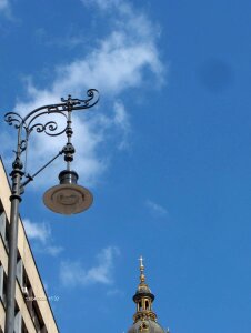 Street lamps against sky photo