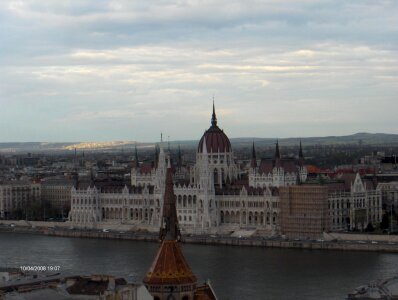 Hungarian parliament over Danube photo