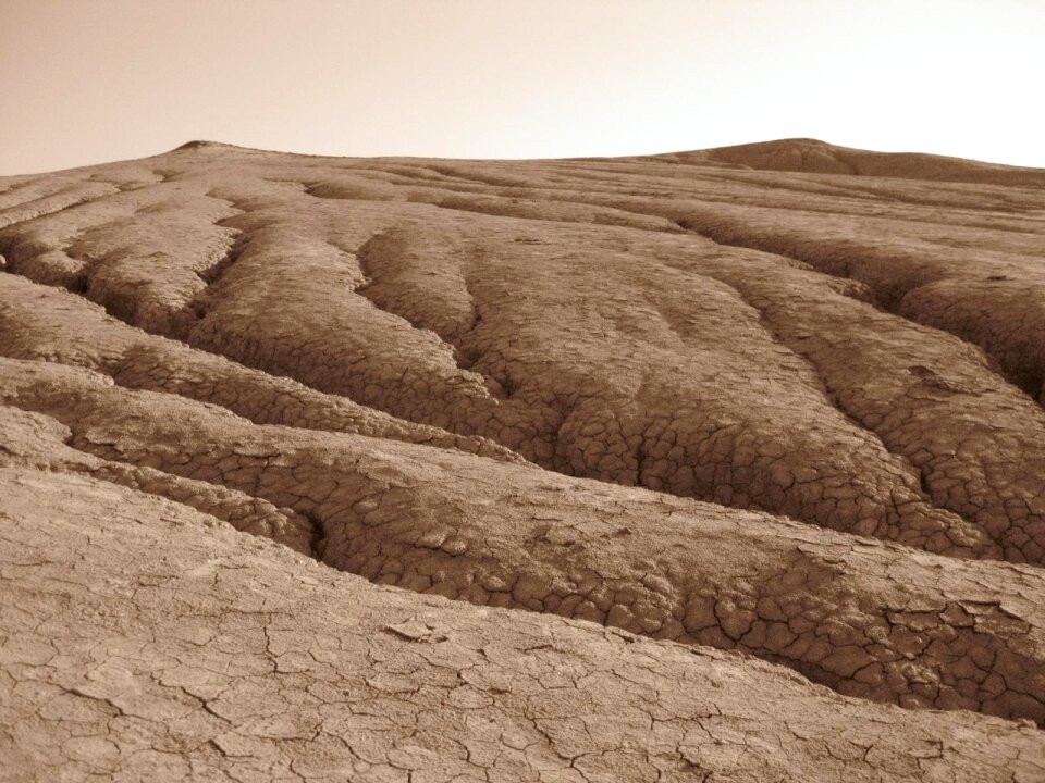 Sepia photo of crevasses photo