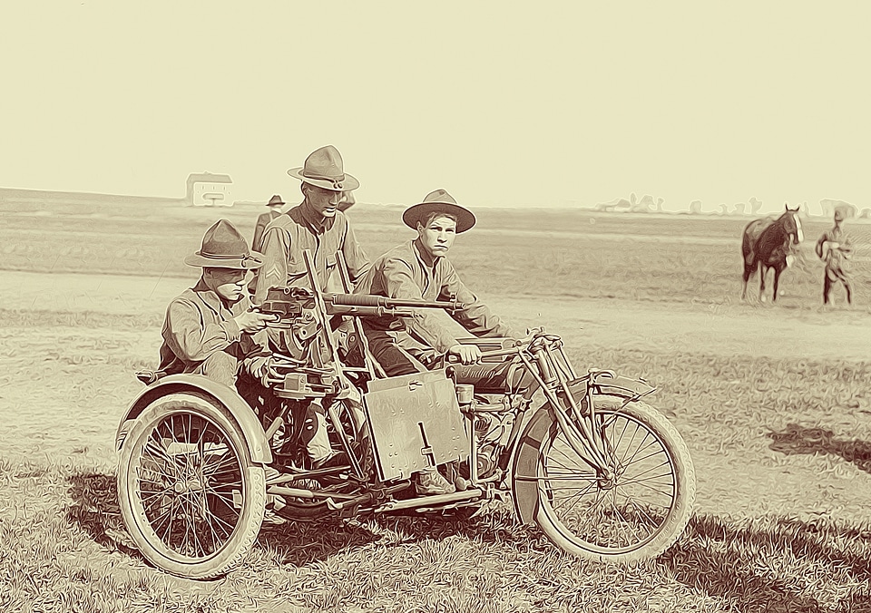 Indian motorcycle armed machine gun