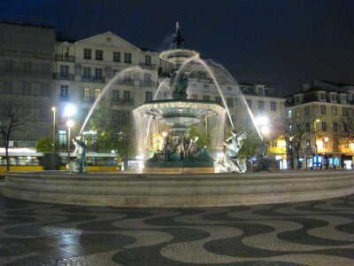 Rossio square at night photo