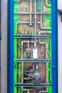 Absintherie steam punk window in Prague
