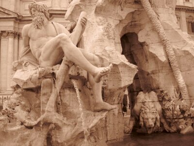 Sepia photo of Fontana dei Quatro Fiumi photo