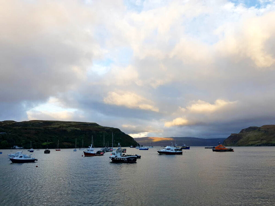 Boats on Loch Portree harbour