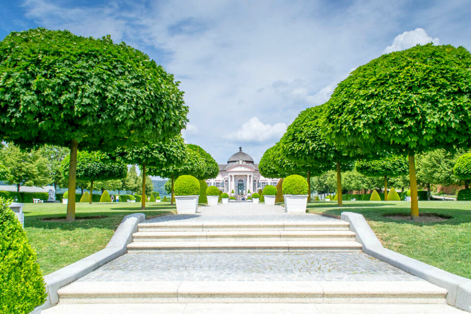 Stairs to garden pavilion