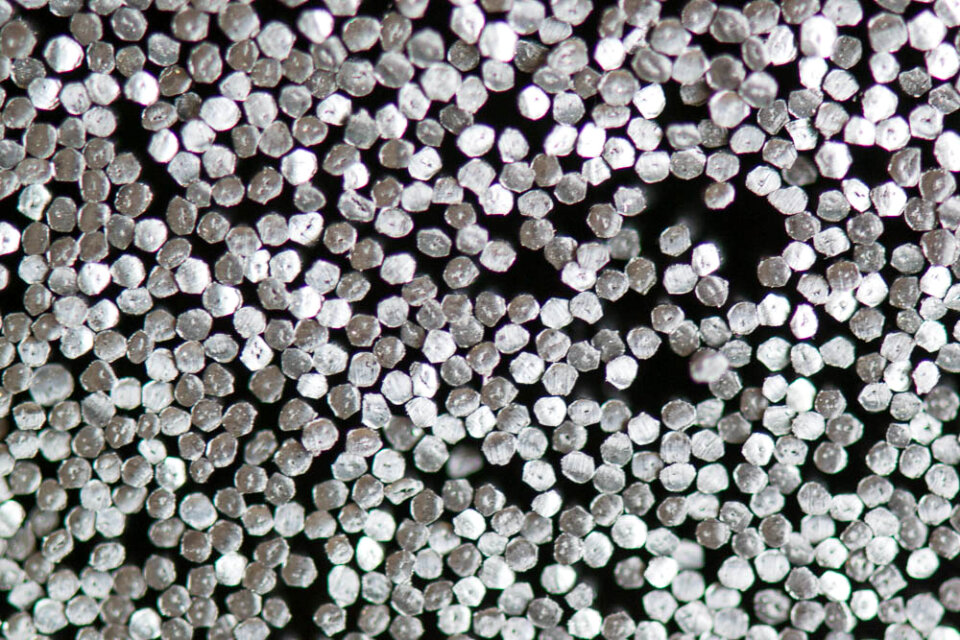 Macro of knife holder bristles