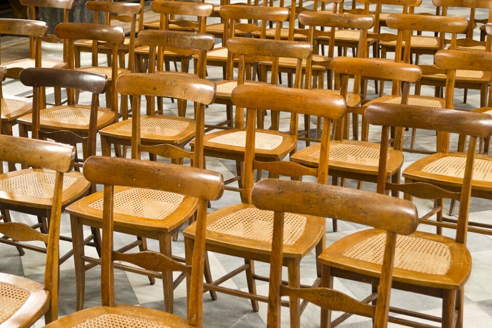 Rows of empty chairs photo