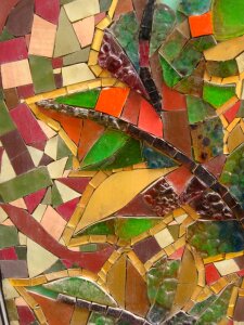 Vividly colored glass mosaic