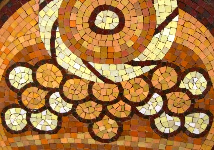 Circular motif glazed tile mosaic photo