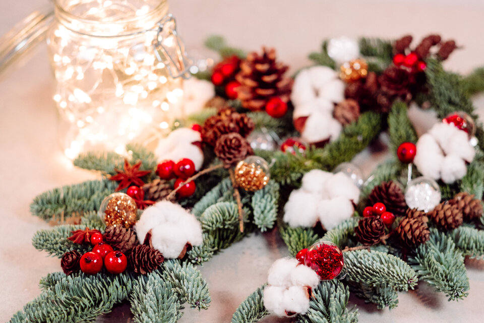 Christmas spruce decoration with lights in a jar 3