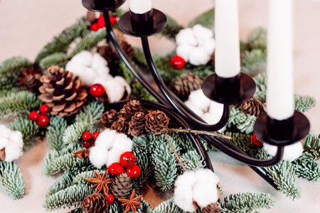 Christmas spruce decoration with candles 6 photo