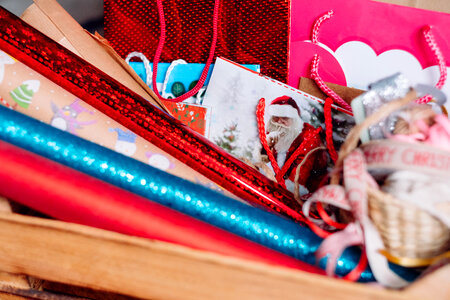 Christmas bags, wrapping paper and ribbons 3 photo