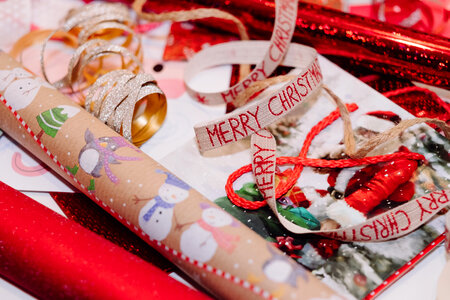 Christmas bags, wrapping paper and ribbons 4 photo