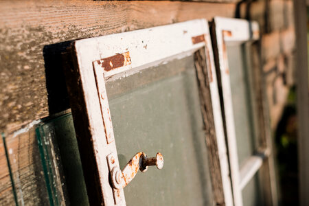 Distressed vintage window frames photo
