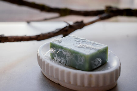 Mint handmade soap bar foam 2 photo