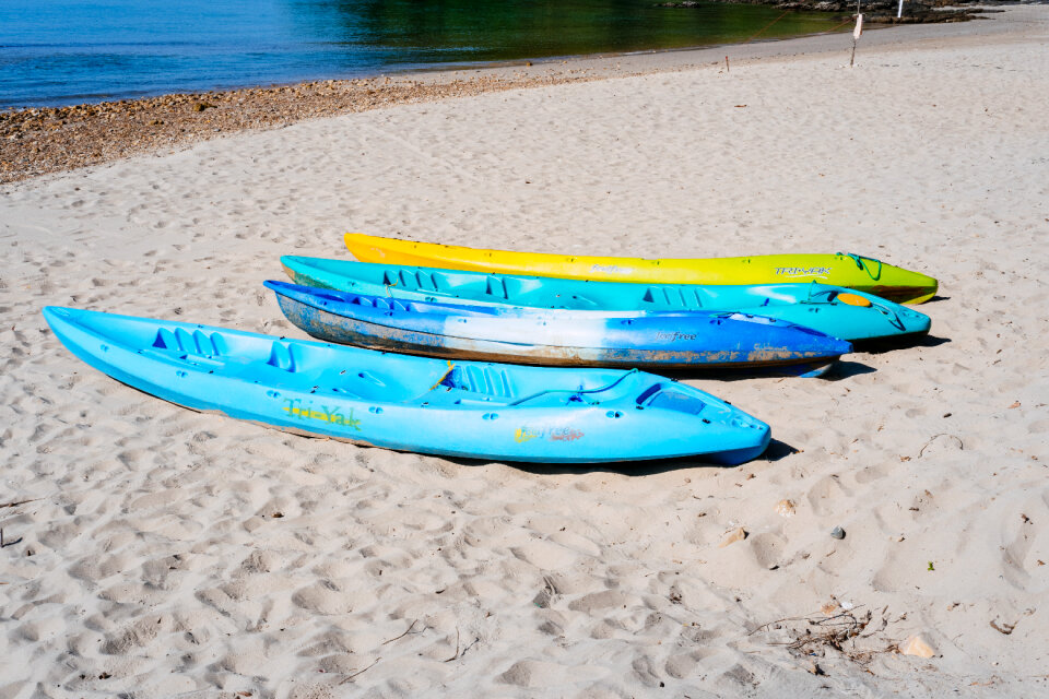 Canoes on a sandy beach photo