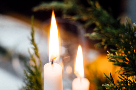 Burning candles closeup photo