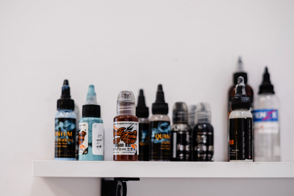 Tattoo ink bottles