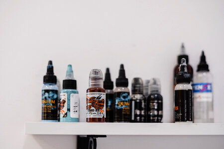 Tattoo ink bottles photo