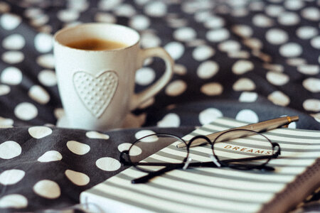 Dreams notebook, glasses and coffeemug 2 photo