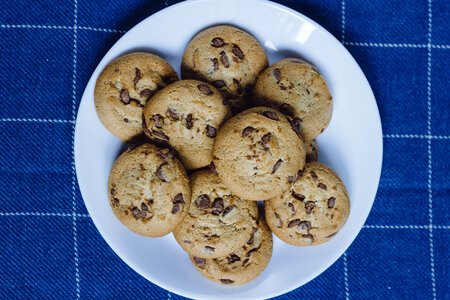 Chocolate chip cookies on a plate 4 photo