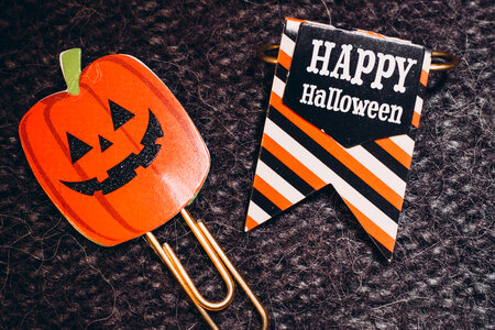 Happy Halloween and a pumpkin paperclips photo