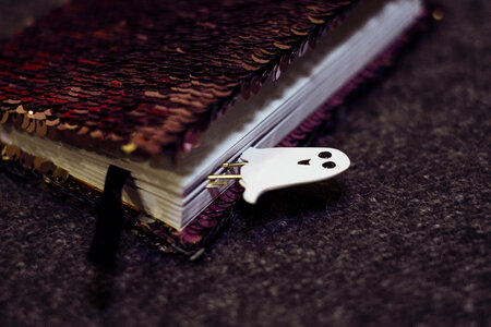 A ghost paperclip in a notebook