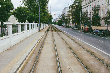 Tram railway along the street