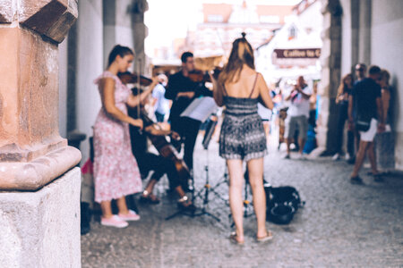 People playing classical music in the old town photo