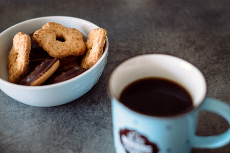 Biscuits and black coffee photo