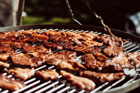 Pork and bacon on the grill 6 photo