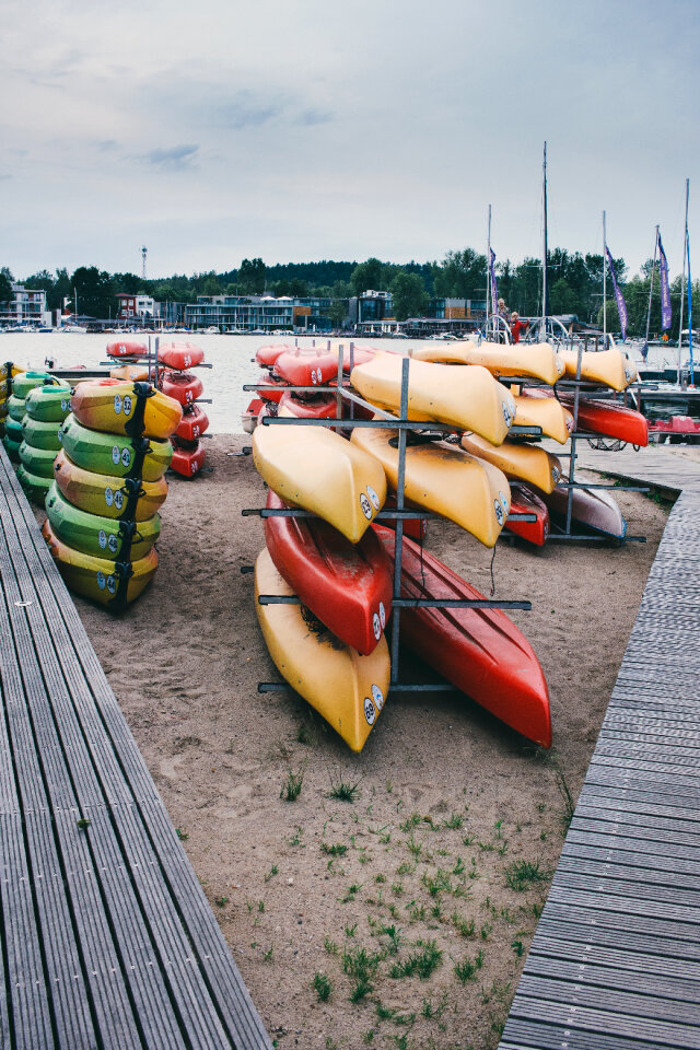 Kayak racks at the lake