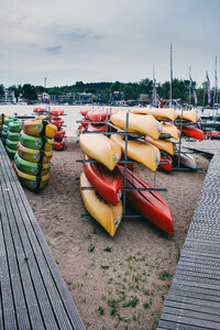 Kayak racks at the lake
