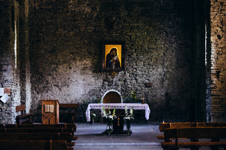 Stone wall church interior